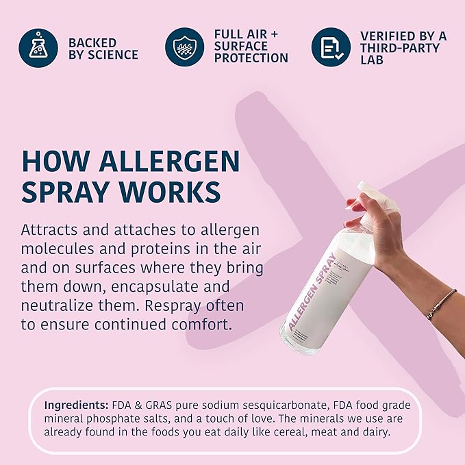 Allergen Spray, Pets, Dust Allergies & More, Air & Surface Control, Just Add Water, Bottle Plus Two Refills, Over 100oz Total