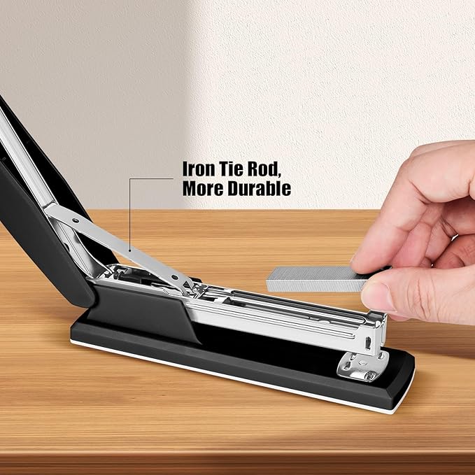 Stapler 25 Sheet Capacity with 1000 Staples and Staple Remover - Staplers for Desk, Non-Slip Office Stapler with Staples for Office, Black