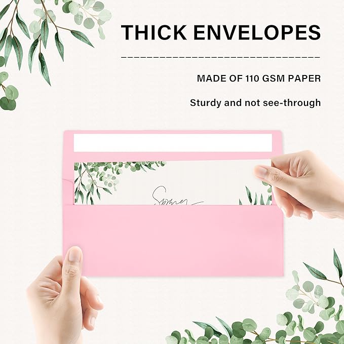100 Pack #10 Business Envelopes, Self Seal Standard Pink Envelopes for Secure Business & Legal Mailing, Office, Checks, Letter, Invoices, 4 1/8 x 9 1/2 Inches