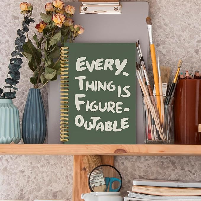 Everything is Figureoutable Spiral Notebook, Inspirational Journaling Notebooks for Counselling Therapy Office School, Motivational Hardcover Journals Gifts for Women, 160 Pages 5.5 x 8.3 Inch