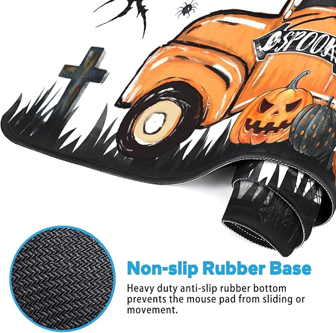 Britimes Halloween Ghost Truck Large Mouse Pad Non-Slip Desk Pad Keyboard and Mouse Desk Mat Spooky Bat Pumpkin Gaming Mousepad for Game,Office & Home,31.5 x 15.7 in
