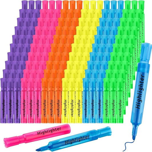 Teling 300 Pcs Highlighters Bulk Chisel Tip Tank Style Highlighters for School Classroom Assorted Color Fluorescent Pens for Office Shop