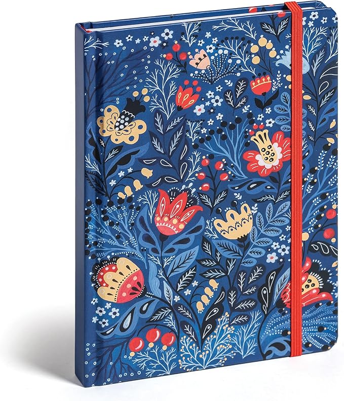 High Note Non-Dated Journal Notebook Dinara Mirtalipova, 6" x 8.5" Lined Floral Notebook with Foil Accents, 183 Pages, Elastic Band and Ribbon Bookmark
