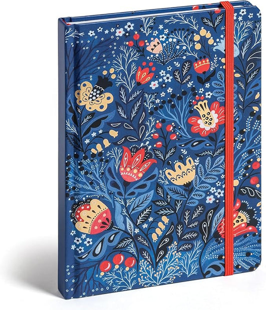High Note Non-Dated Journal Notebook Dinara Mirtalipova, 6" x 8.5" Lined Floral Notebook with Foil Accents, 183 Pages, Elastic Band and Ribbon Bookmark