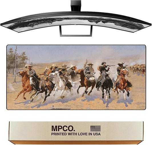 MPCO. Western Large Gaming Desk Pad - 36" x 17" Aeroglyde Fabric Dash Desk Mats - Non-Slip, Washable, Smooth Glide for Precision Gaming & Work