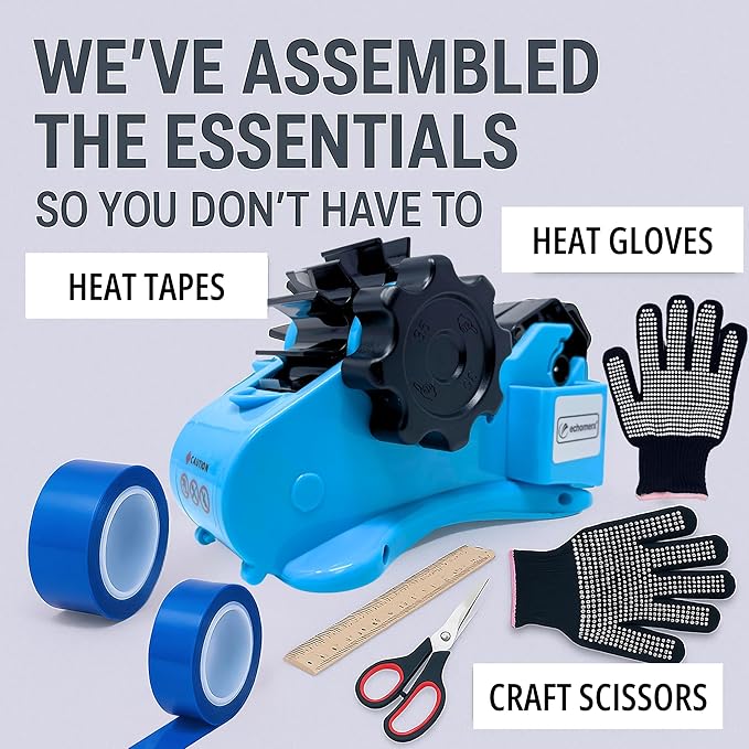 echomerx Sublimation Tape Dispenser Bundle Lite Edition - Semi-Auto Tape Dispenser, Heat Resistant Gloves, Heat Tapes, Ruler & Craft Scissors - Essential DIY Sublimation Kit