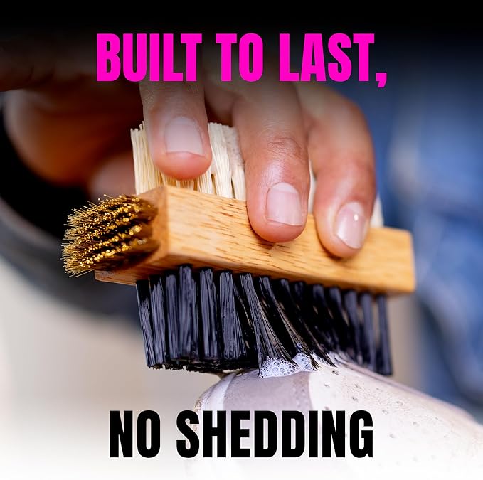 Pink Miracle Multi Purpose Shoe Cleaning Brush - with Strong, Medium and Soft Bristles for All Fabric Types