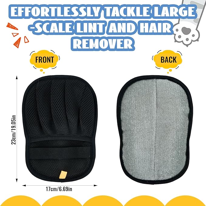 Quppa 2 PCS Pet Hair Removal Glove for Dogs and Cats Reusable Newly Upgraded Five-Finger Electrostatic Pet Cat Dog Hair Remover Non-Slip Dog Hair Remover Tool for Couch, Clothing, Car Seat,Carpet