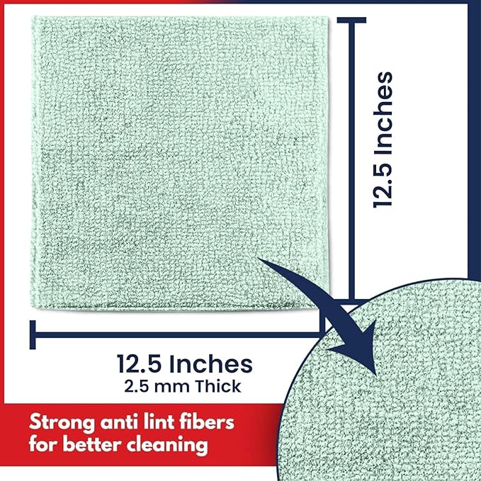 USANOOKS Microfiber Cleaning Cloth - Sea Green - 24Pcs (12.5x12.5 inch) High Performance - 1200 Washes, Ultra Absorbent Car Towel Traps Grime & Liquid for Streak-Free Mirror Shine - car Washing Cloth