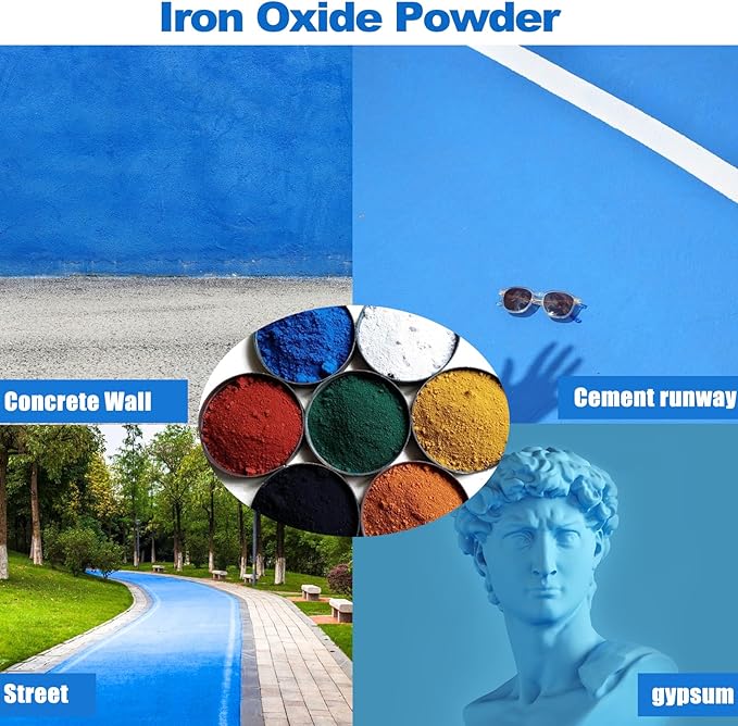 GOODTAKE Concrete Pigment, Blue Iron Oxide Pigment Powder, Concrete Cement Dye for Brick, Tile, Clay, Lime, Mortar, Grout, Plaster, Paint, Bath Bombs Coloring Powder (Blue, 16 oz)
