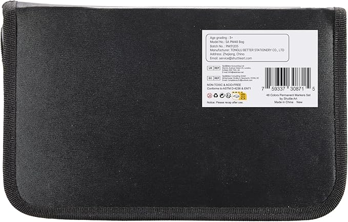 Shuttle Art Permanent Markers, 48 Colors Fine Point, Assorted Colors with Travel Case, Ideal for Adults Coloring Doodling on Plastic, Glass, Wood and Stone, Gift for Kids