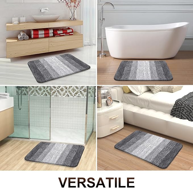 OLANLY Bathroom Rug Mat 59x24, Extra Soft and Absorbent Microfiber Bath Rugs, Non-Slip Plush Shaggy Bath Carpet Runner, Machine Wash Dry, Bath Mats for Bathroom Floor, Tub and Shower, Grey