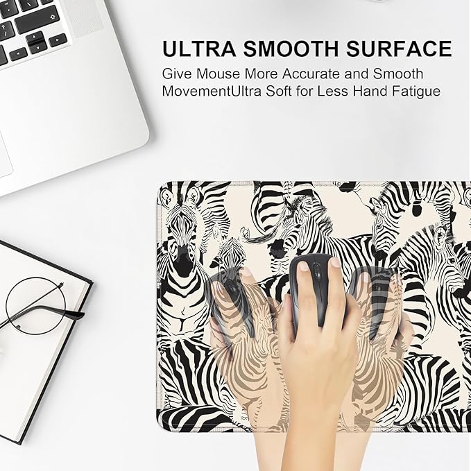 Large Desk Mat, Desk Matt for Desktop, Computer Gaming Mouse Pads, Anti-Slip Rubber Base, Stitched Edges Soft Mat for Desktop Office Home 31.5 x 11.8 Inches (Striped Zebra)