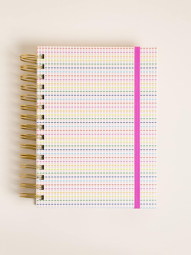 U Brands Responsibly Sourced ‘Stripes & Brights’ Tabbed Journal, Office Supplies, Textured Cover, Gold Hardware, 6” x 8"