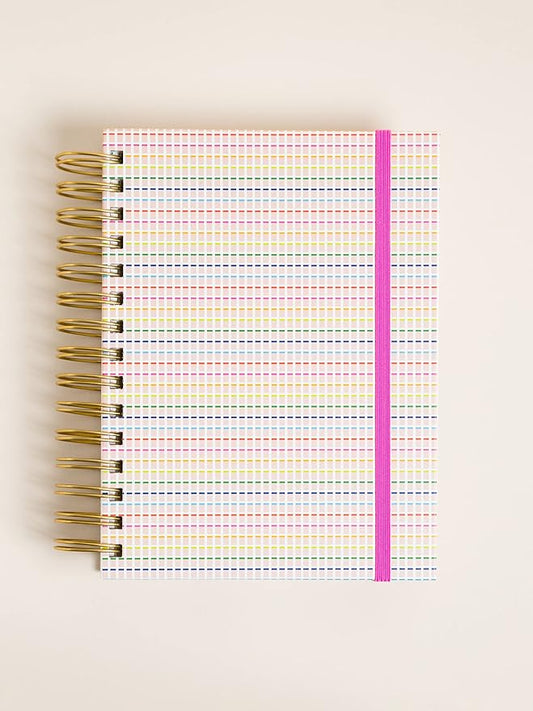 U Brands Responsibly Sourced ‘Stripes & Brights’ Tabbed Journal, Office Supplies, Textured Cover, Gold Hardware, 6” x 8"