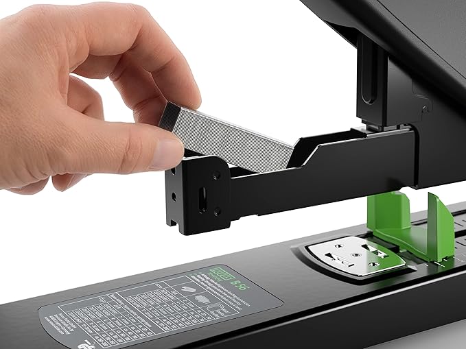 Novus B56 re+New Heavy Duty Stapler, 200 Sheet Capacity, Made of 82% Recycled Plastic, German Engineered, Adjustable Guide, 25 Yr. Warranty, Black (023-0066)