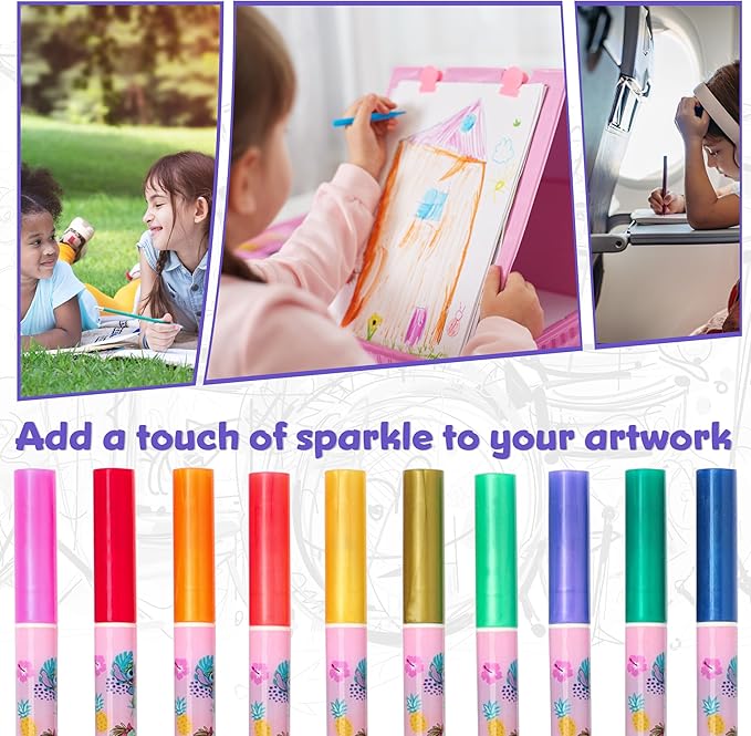 Disney Metallic Gel Pens for Kids, Colored Pens Pack of 10 School Supplies - Kids Gifts (Multi Stitch)