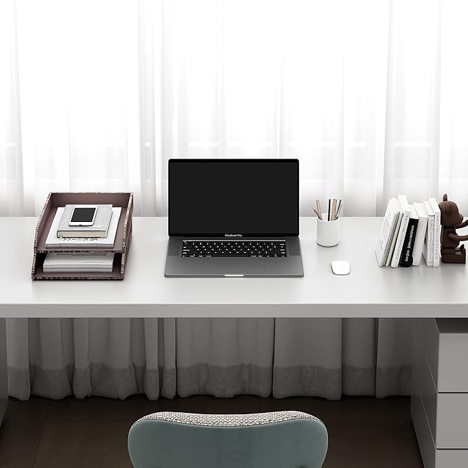 Leather Letter Tray, Thipoten Stackable Desk Organizer Holder for Office Supplies, Paper, File, Magazine, Perfect Office Organization for Desktop (Retro)