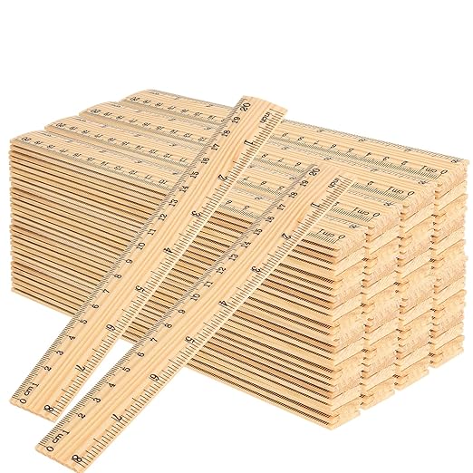 JAPCHET 144 Pack 8 Inch Wooden Rulers, Wooden Rulers Bulk 2 Scale Wood Measuring Rulers for School, Student, Office, Clothing Measuring