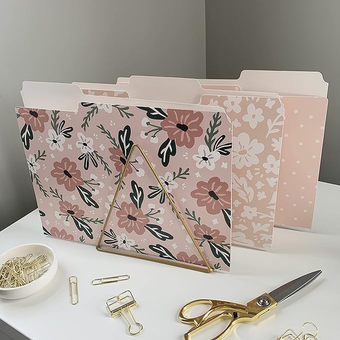 Cute File Folders, Set of 12 3-Tab Letter Size Decorative File Folders Boho Manilla 8.5 x 11 – Pretty Designer Home Office School Supplies (Harmony)