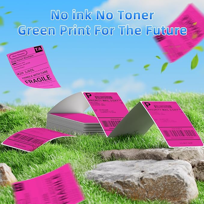 4x6 Thermal Labels, 1 Packs of 500 4x6 Fold Labels Rose Red - Compatible with JADENS, ASprink, Phomemo, Rollo, Zebra, Omezizy and Other Thermal Printers