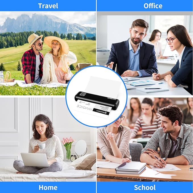 Rongta Portable Printers Wireless for Travel, 300DPI WiFi & Bluetooth Mobile Thermal Inkless Printer for School/Office/Home Use, Compatible with Android,iOS & Laptop (Black)