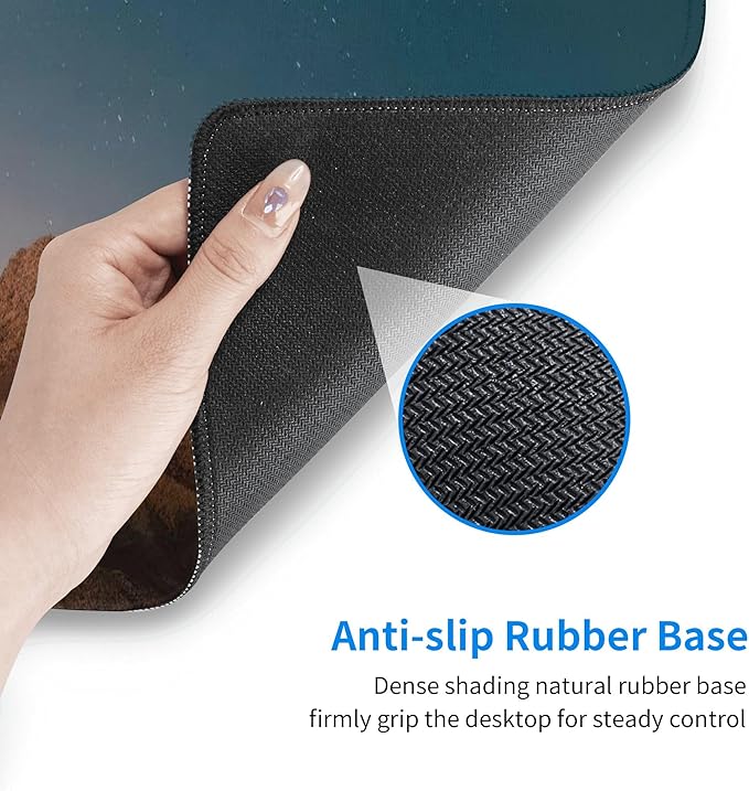 Dawn Moon Phase Large Mouse Pad, Mountains Gaming Desk Mat, XL Keyboard Desk Pad Mat for Desktop, 31.5"x11.8" Non-Slip Base Big Mousepad with Stitched Edges