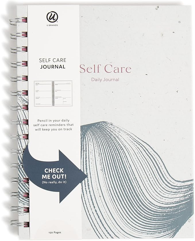 U Brands Coastal Comfort Wellness Spiral Journal, Silver Hardware, 6” x 8”