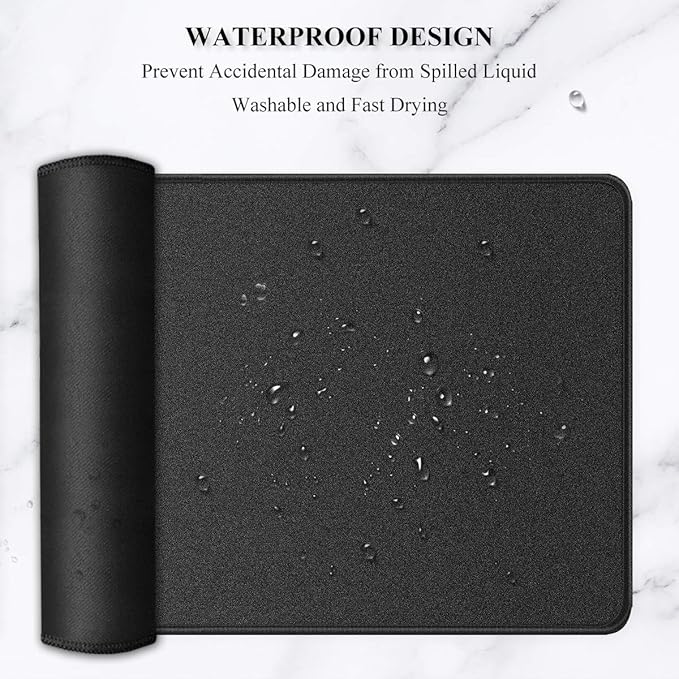 Auhoahsil Extended Mouse Pad, Large XXL Gaming Mouse Pad Desk Pad 35" X 15", Waterproof Desk Mat with Stitched Edges, Non-Slip Laptop Computer Wireless Mouse Keyboard Pad for Office and Gaming, Black