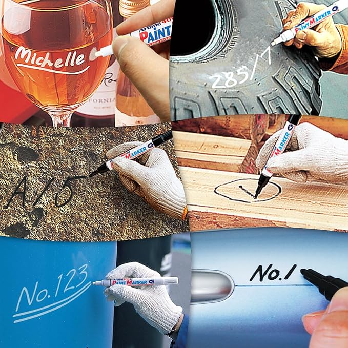 Artline 440XF Paint Markers for Wood, Plastic, and Canvas, Waterproof Marker for Indoor/Outdoor Applications, Opaque Coloring Markers with 1.2mm Bullet Tip - White, 12 Pack