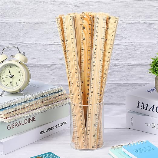 Flutesan 120 Pack Wooden Ruler 12 Inch Wood Measuring Scale Ruler for Student Office School Home, 2 Scale, 30 cm