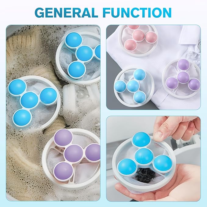 Pet Hair Remover for Laundry, 2026 Upgaded 3pcs Floating Hair Filtering Mesh Removal for Washing Machine, Reusable Dog & Cat Hair Remover Tool for Pet Fur, Hair, Lint, Dander from Laundry (Purple)