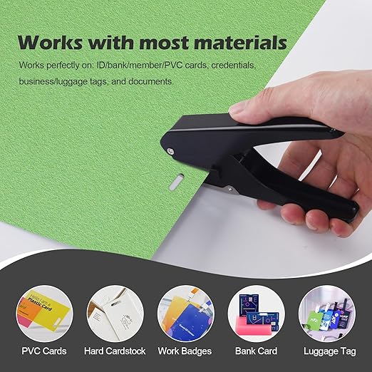 Heavy-Duty Slot Punch, Handheld Badge Hole Puncher, All Metal ID Card Puncher, Slotting Punch Tool for Paper (Max 10 Sheets), PVC ID Card, Luggage Tag, Name Tag and Badge Holder