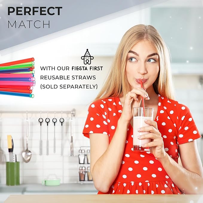 Buenalife Heavy Duty Cleaning Brushes Set of 4 - Extra Long Straw Cleaners for Metal and Plastic Reusable Drinking Straws, to Clean Small Spaces, Sippy Cups, Water Bottles - Sturdy Hard Brush Bristles