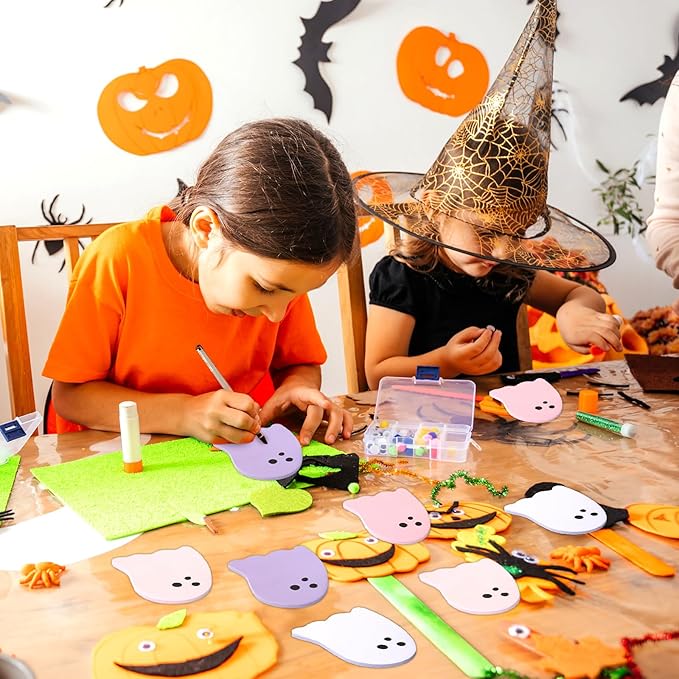 1200Pcs Halloween Sticky Notes 3 x 3.4 Inch Pink Purple White Ghost Shaped Self Adhesive Notepads Removable Memo Pads for School Home Office Classroom Supplies