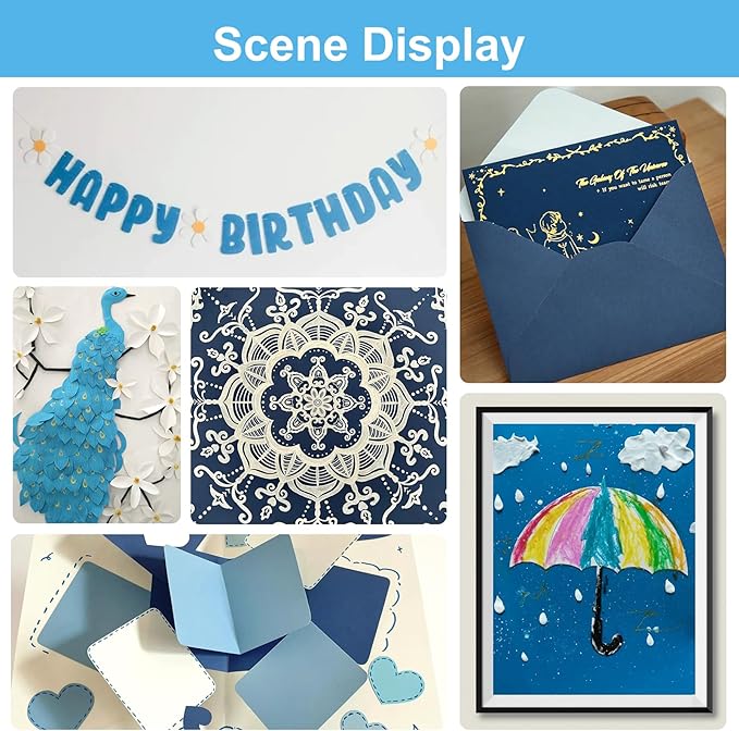 OcePor 80 Sheets Blue Cardstock Paper, Colored Printer Paper 8.5 x 11, Thick Construction for Cards Making, Scrapbook，Office Printing, Invitations, Certificates，DIY Crafting 92 lb/250gsm