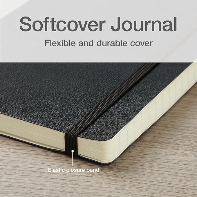 Oxford Journal, Lined Writing Notebook, Writer's Journal, Classic Notebook for School or Office, 192 Pages, 5" x 8.25", Softcover, Black (75507)