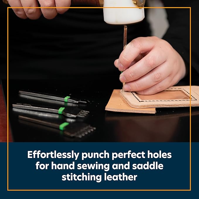 Weaver Leather Supply Diamond Leather Stitching Chisel Set, Precise 6mm Hole Punch, Color-Coded Hole Punch Set for Hand Sewing and Saddle Stitching