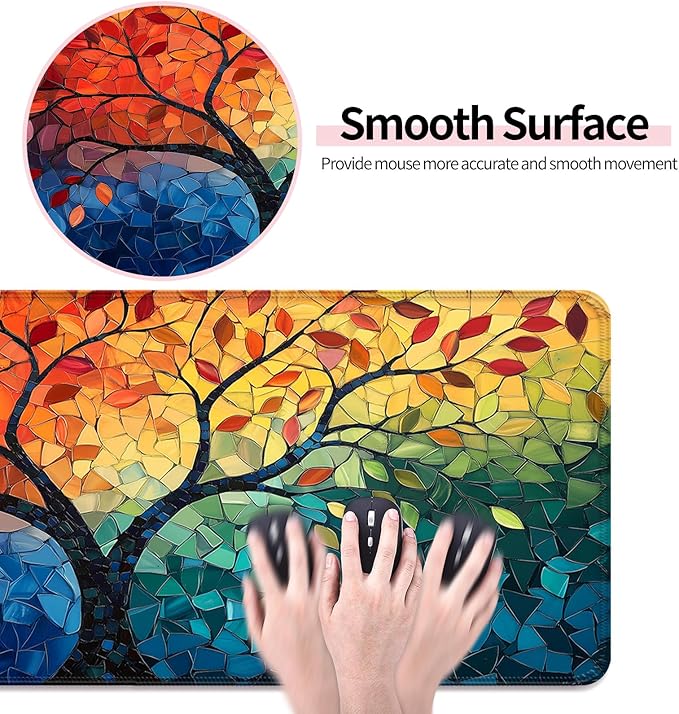 Fantasy Tree of Life Gaming Desk Mat, Computer Keyboard Large Extended Long Abstract Mouse Pad for Office and Home, XL (W04)