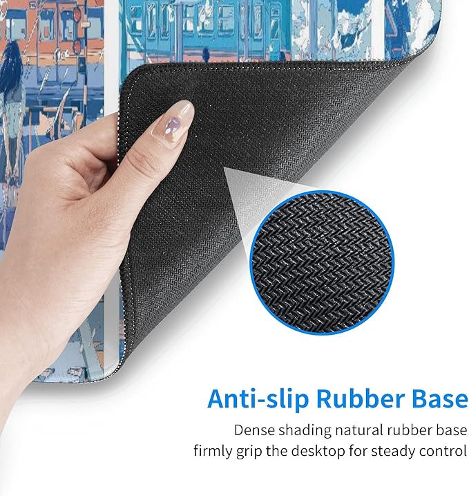 Anime Style Youth Campus Large Mouse Pad, Blue Fantasy Gaming Desk Mat, XL Keyboard Desk Pad Mat for Desktop, 31.5"x11.8" Non-Slip Base Big Mousepad with Stitched Edges