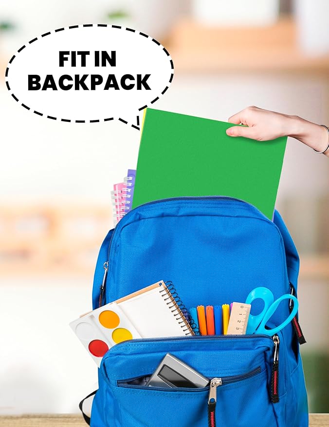 SUNEE Folders with Pockets 3 Hole Punched(50 Pack, Green), 2 Pocket Folders Fit Letter Size Paper, Paper File Folder for School Office Home Business