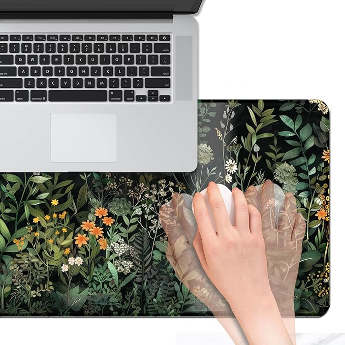 Floral Large Desk Mat 31.5 x 15.7 inch, Waterproof Extended Gaming Mousepad XXL, Aesthetic Flowers Desktop Mat, Non-Slip Keyboard and Laptop Pad, Computer Writing Mat for Home Office Accessories