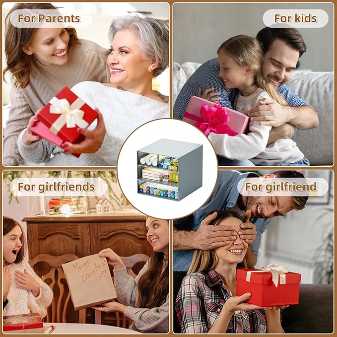 Marbrasse Desk Organizer with 4 Drawers，Office Organization, Clear Plastic Desk Organizers and Storage, Desktop Organizer for Office School Home (Blue-4 Drawers)