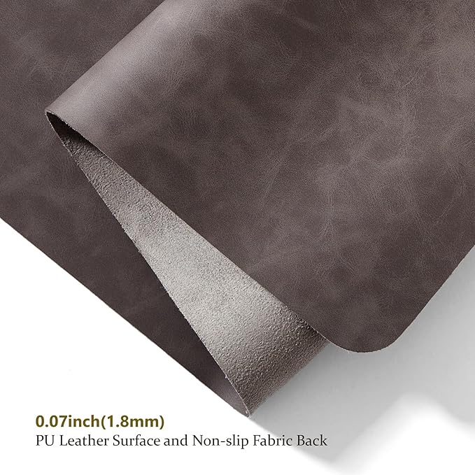Distressed Leather Desk Mat - Non-Slip PU Desk Pad for Office and Home - Desk Organization and Accessories - Ideal for Large Mouse Pad and Desk Mats on Top of Desks(Slate Gray,36"x 17")