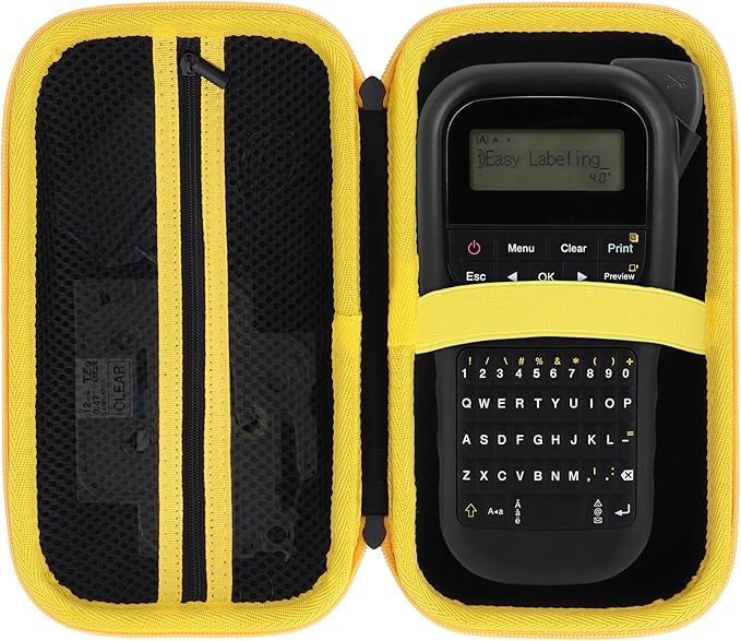 Case Compatible with Brother P-Touch PTH110 / PTH111 Pro / PTE110 Portable Monochrome Label Maker (Black+Yellow Zipper)