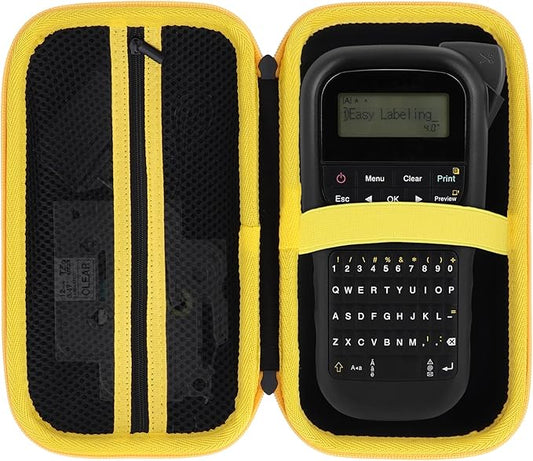 Case Compatible with Brother P-Touch PTH110 / PTH111 Pro / PTE110 Portable Monochrome Label Maker (Black+Yellow Zipper)