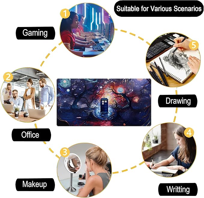 Abstract Art Tree XXL Large Extended Gaming Mouse Pad Laptop Mat Aesthetics Mousepad, Office Decor Desk Pad, Computer Keyboard and Mouse Mat, Non-Slip Desk Matt with Stitched Edge, 31.5''x15.7''