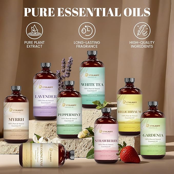 Helichrysum Essential Oil (4 fl.oz Bottle + 0.34 fl.oz Roll-On) — Helichrysum Oils for Aromatherapy, Diffusers, Humidifiers, Home fragrances, DIY Skincare, Candle, Soap Making, Relaxation, Yoga