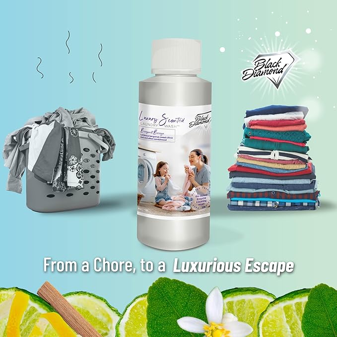 Black Diamond Stoneworks Bergamot Breeze Luxury Scented Laundry Wash, Premium Quality Detergent, Superior Cleaning Performance, Long-Lasting Fragrance, Trial Size.