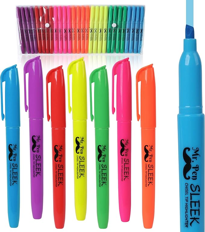Mr. Pen- Highlighters Assorted Colors, 28 Pack, Chisel Tip, 7 Bright Fluorescent Colors, Quick Dry, Odorless & Non-Toxic Ink